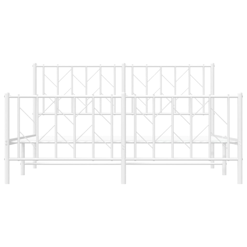 vidaXL Modern Rectangular Steel King Bed Frame in White