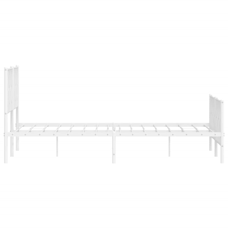 vidaXL Modern Rectangular Steel King Bed Frame in White
