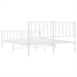 vidaXL Modern Rectangular Steel King Bed Frame in White