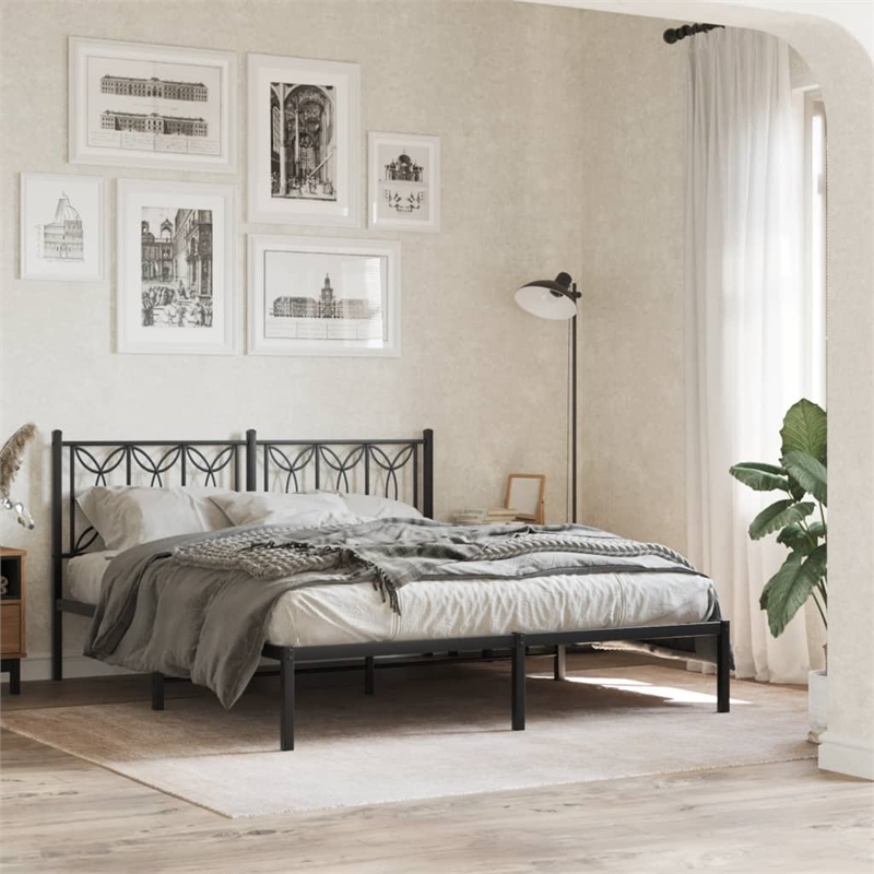 vidaXL Engineered Wood King Bed Frame in Black