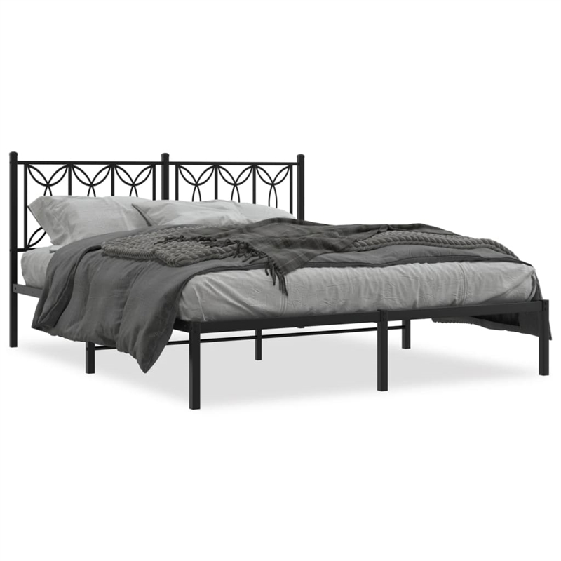 vidaXL Engineered Wood King Bed Frame in Black