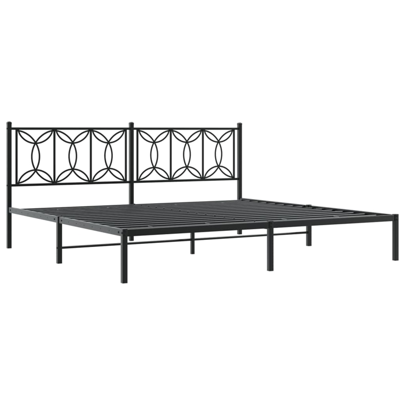 vidaXL Rectangular Modern Steel Full Bed Frame in Black