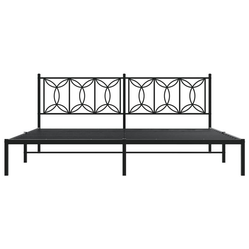vidaXL Rectangular Modern Steel Full Bed Frame in Black