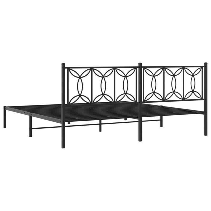 vidaXL Rectangular Modern Steel Full Bed Frame in Black