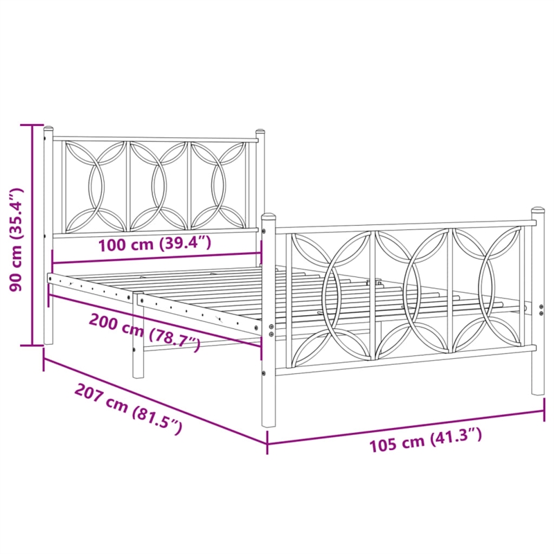 vidaXL Engineered wood Twin Bed Frame in Black