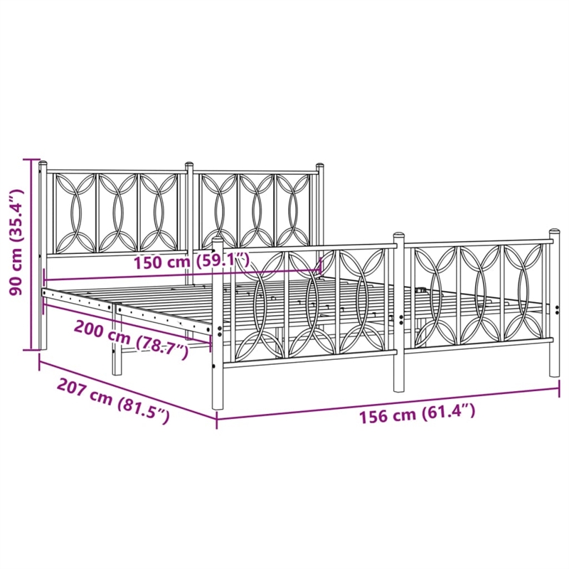 vidaXL Engineered Wood King Bed Frame in Black