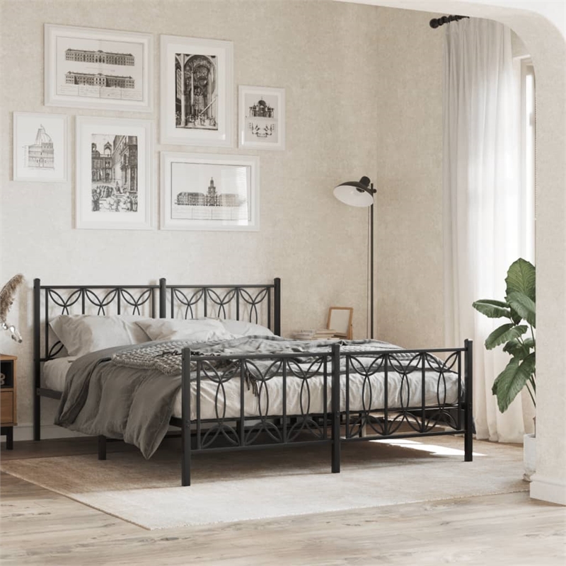 vidaXL Engineered Wood King Bed Frame in Black