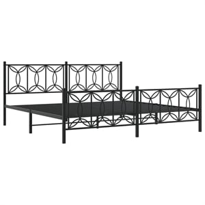 vidaXL Rectangular Modern Steel Full Bed Frame in Black