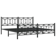 vidaXL Rectangular Modern Steel Full Bed Frame in Black