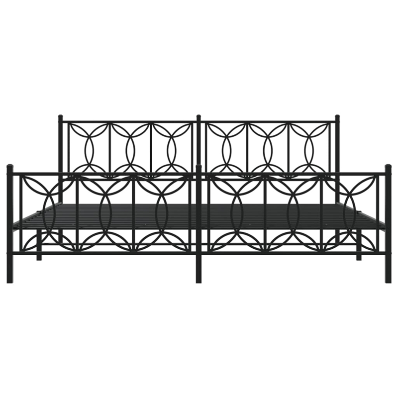 vidaXL Rectangular Modern Steel Full Bed Frame in Black