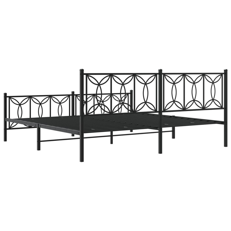 vidaXL Rectangular Modern Steel Full Bed Frame in Black