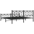 vidaXL Rectangular Modern Steel Full Bed Frame in Black