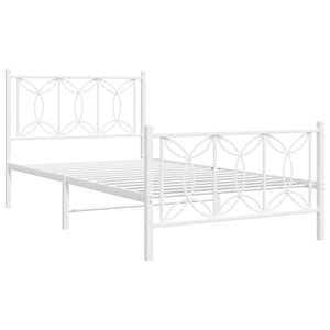vidaXL Rectangular Modern 39 x 79 Bed Frame in White