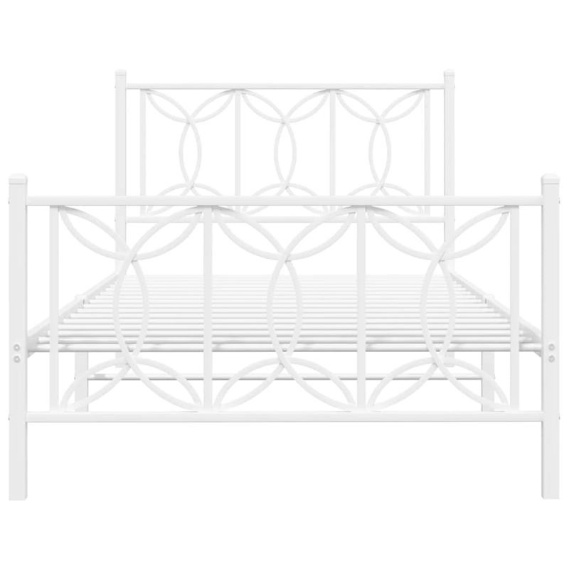 vidaXL Rectangular Modern 39 x 79 Bed Frame in White