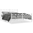 vidaXL Modern Rectangular Steel King Bed Frame in White