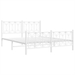 vidaXL Modern Rectangular Steel King Bed Frame in White