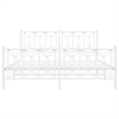 vidaXL Modern Rectangular Steel King Bed Frame in White