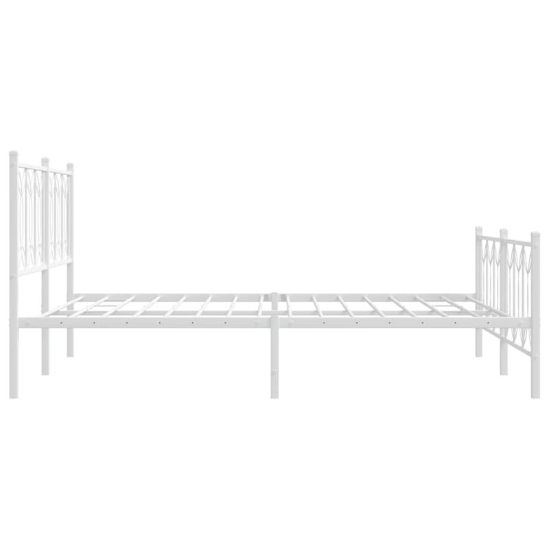 vidaXL Modern Rectangular Steel King Bed Frame in White