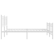 vidaXL Modern Rectangular Steel King Bed Frame in White