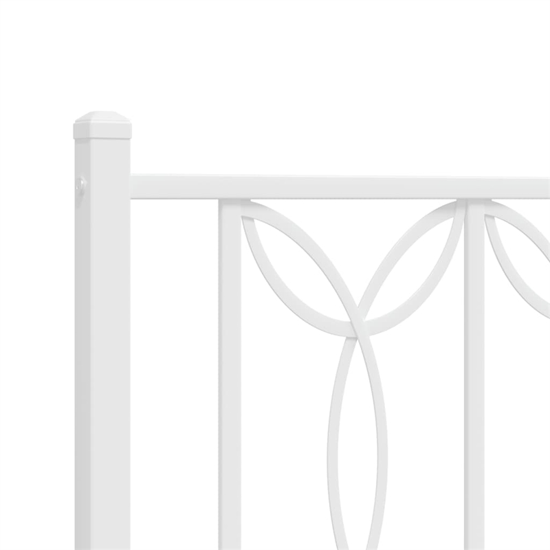 vidaXL Modern Rectangular Steel King Bed Frame in White