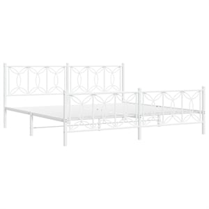vidaXL Rectangular Modern 76 x 80 Bed Frame in White