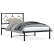 vidaXL 39.4 x 78.7 Powder-Coated Steel Bed Frame in Black
