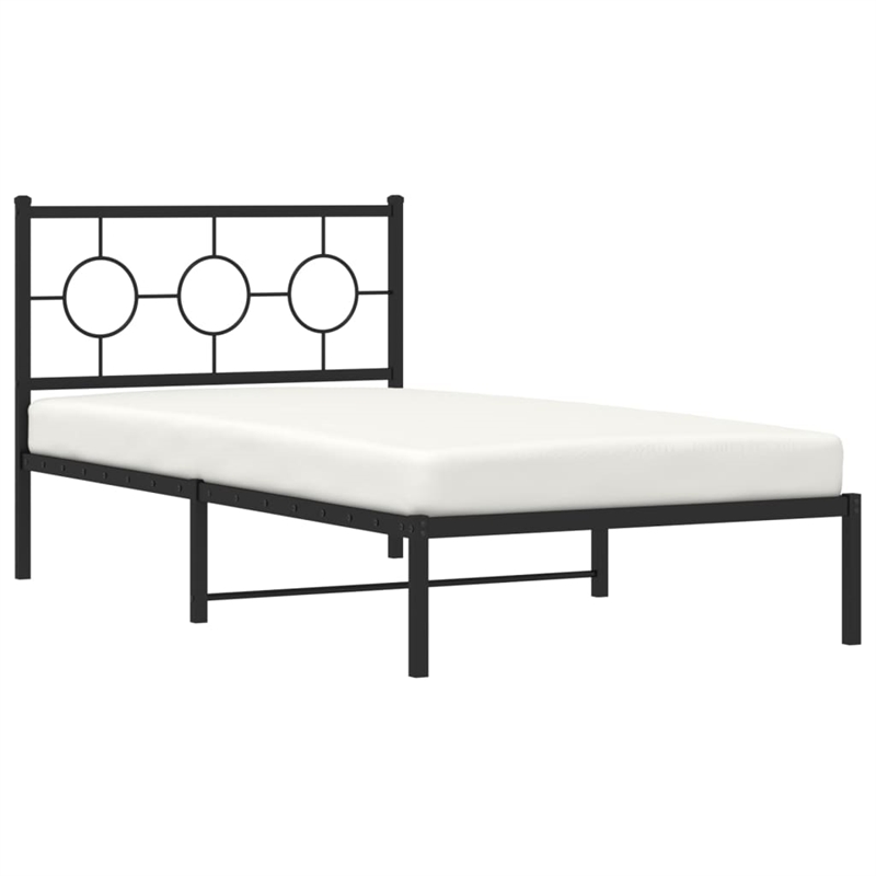 vidaXL 39.4 x 78.7 Powder-Coated Steel Bed Frame in Black