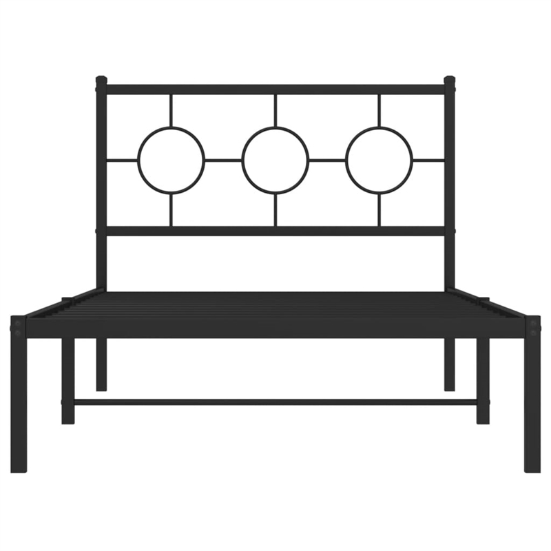 vidaXL 39.4 x 78.7 Powder-Coated Steel Bed Frame in Black