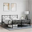 vidaXL Rectangular Modern Steel Full Bed Frame in Black