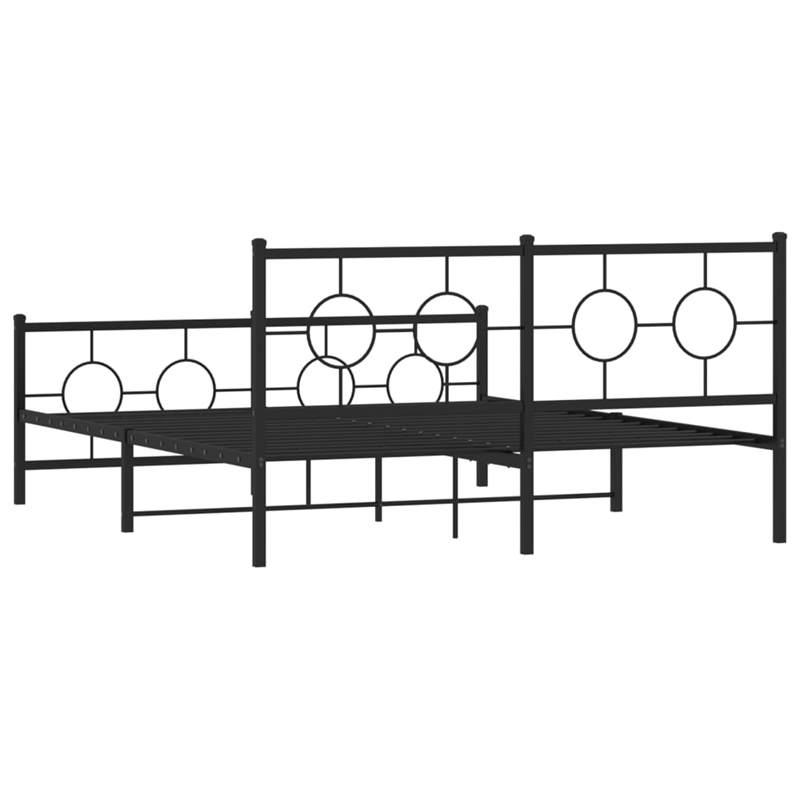 vidaXL Rectangular Modern Steel Full Bed Frame in Black