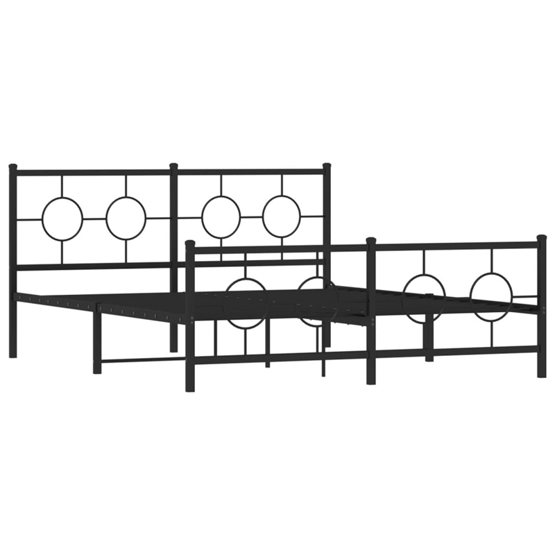 vidaXL Rectangular Modern Steel Full Bed Frame in Black