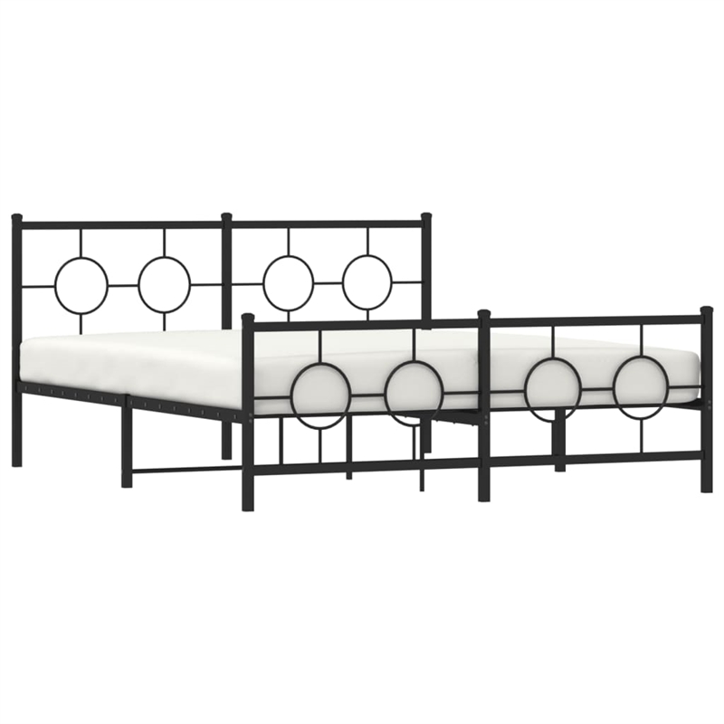 vidaXL Rectangular Modern Steel Full Bed Frame in Black