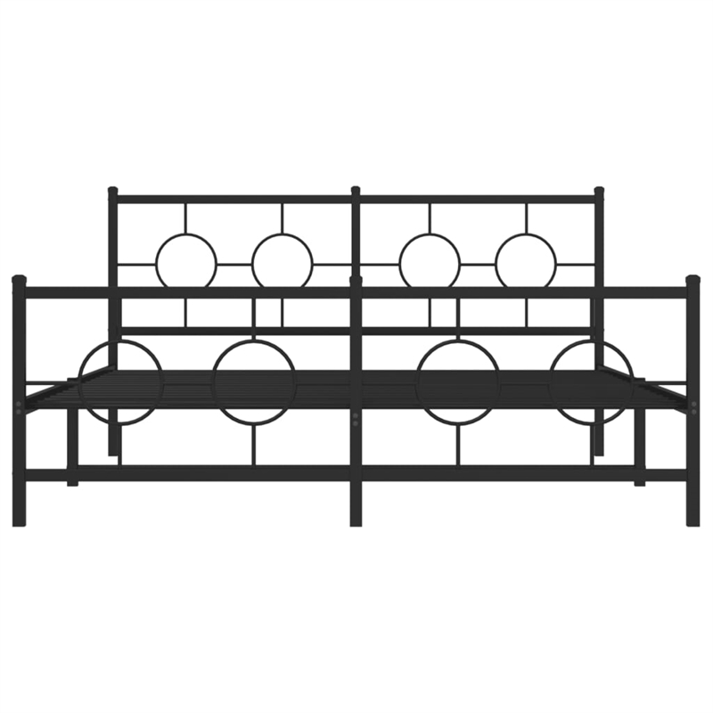 vidaXL Rectangular Modern Steel Full Bed Frame in Black