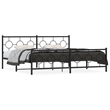 vidaXL Rectangular Powder-Coated Steel Full Bed Frame in Black