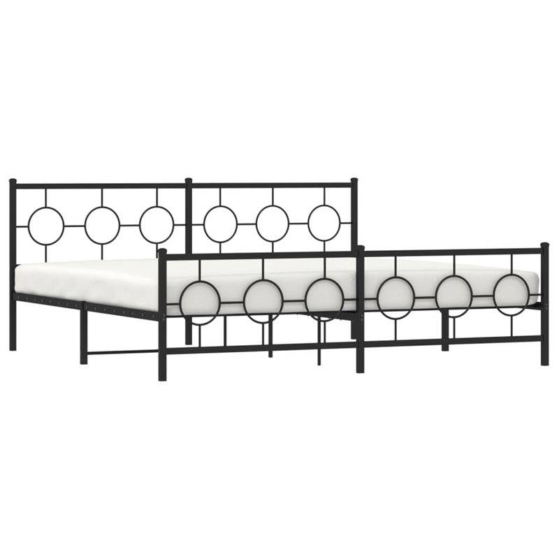 vidaXL Rectangular Powder-Coated Steel Full Bed Frame in Black