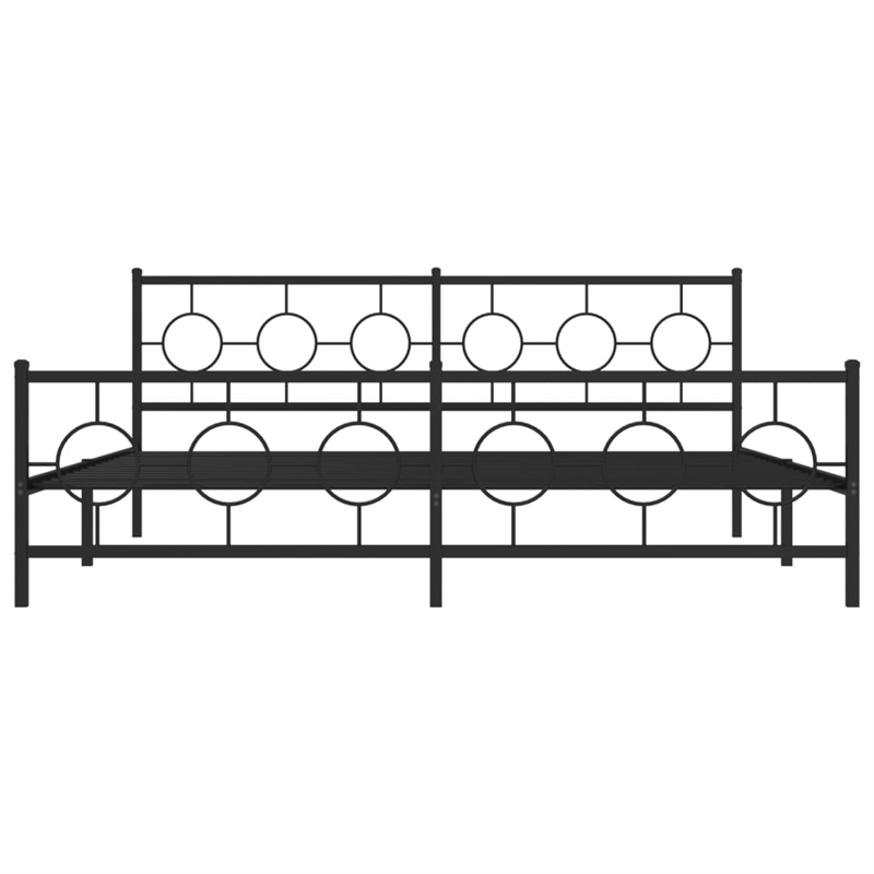 vidaXL Rectangular Powder-Coated Steel Full Bed Frame in Black