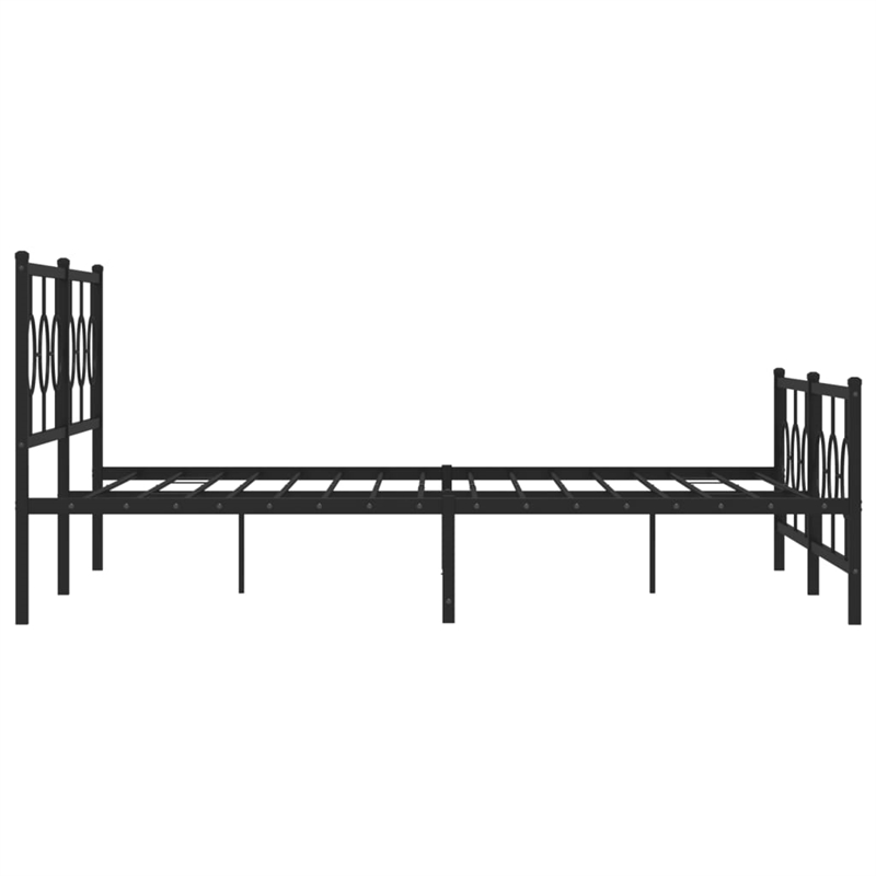 vidaXL Rectangular Powder-Coated Steel Full Bed Frame in Black