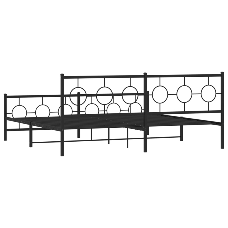 vidaXL Rectangular Powder-Coated Steel Full Bed Frame in Black