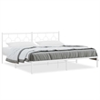 vidaXL Rectangular Powder-Coated Steel Full Bed Frame in White