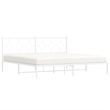 vidaXL Rectangular Powder-Coated Steel Full Bed Frame in White