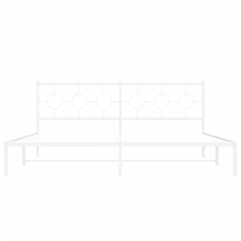vidaXL Rectangular Powder-Coated Steel Full Bed Frame in White