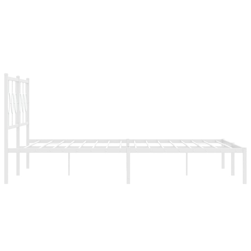 vidaXL Rectangular Powder-Coated Steel Full Bed Frame in White