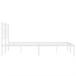 vidaXL Rectangular Powder-Coated Steel Full Bed Frame in White