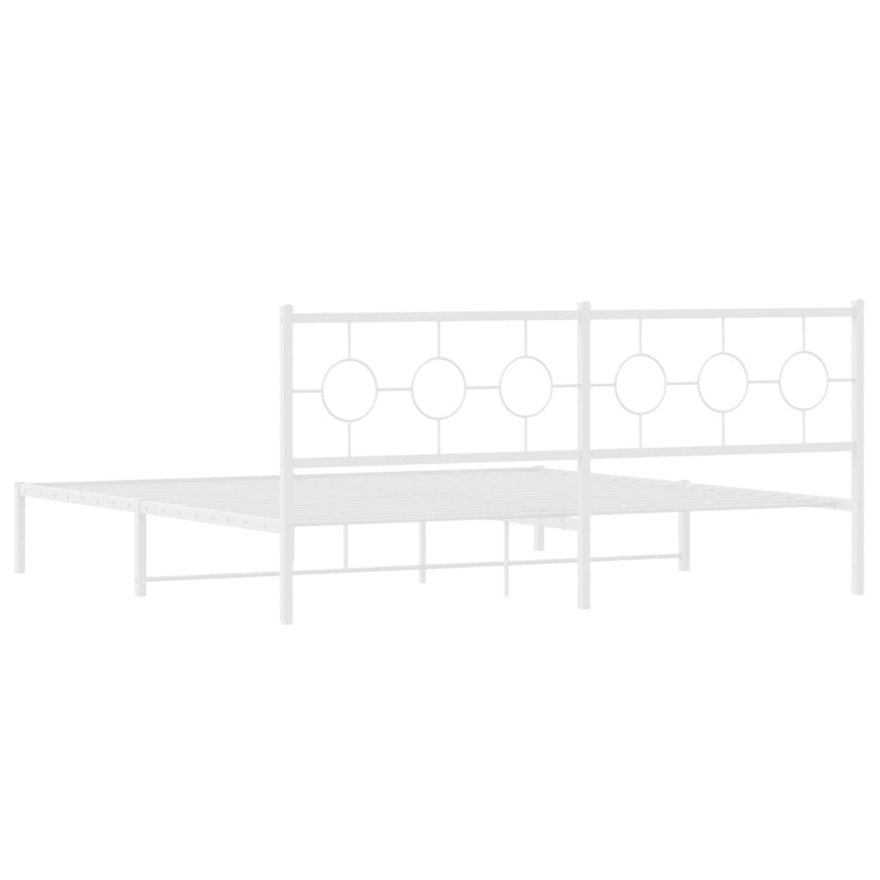 vidaXL Rectangular Powder-Coated Steel Full Bed Frame in White