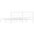 vidaXL Rectangular Powder-Coated Steel Full Bed Frame in White