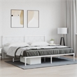 vidaXL Rectangular Powder-Coated Steel Full Bed Frame in White