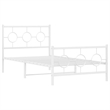 vidaXL Rectangular Industrial Steel Twin Bed Frame in White