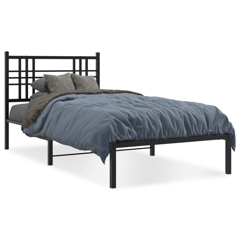 vidaXL Engineered wood Twin Bed Frame in Black