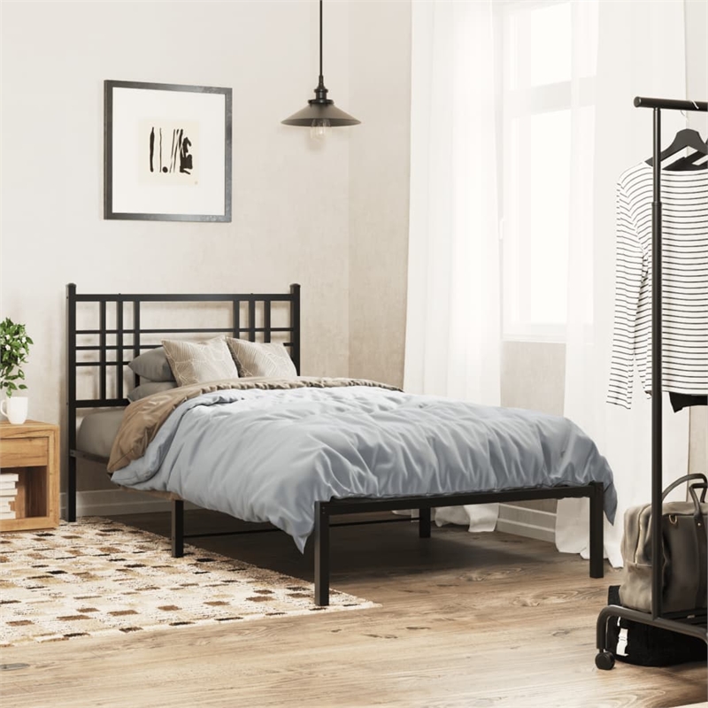 vidaXL Engineered wood Twin Bed Frame in Black