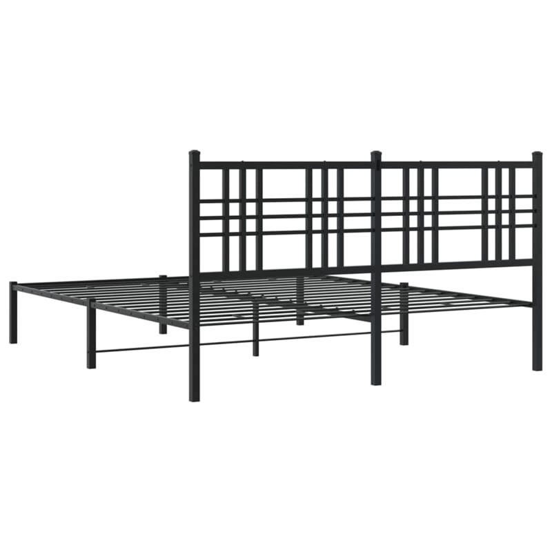 vidaXL Rectangular Powder-Coated Steel King Bed Frame in Black